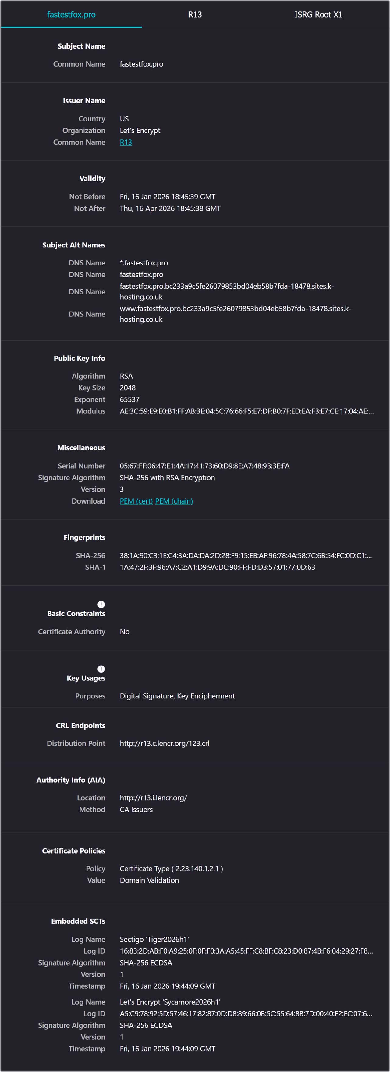 Image of our current SSL Certificate